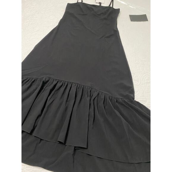 Tuckernuck Pomander Place Black Maribe Dress Midi Size Medium Asymmetrical - Picture 7 of 12